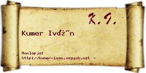 Kumer Iván névjegykártya
